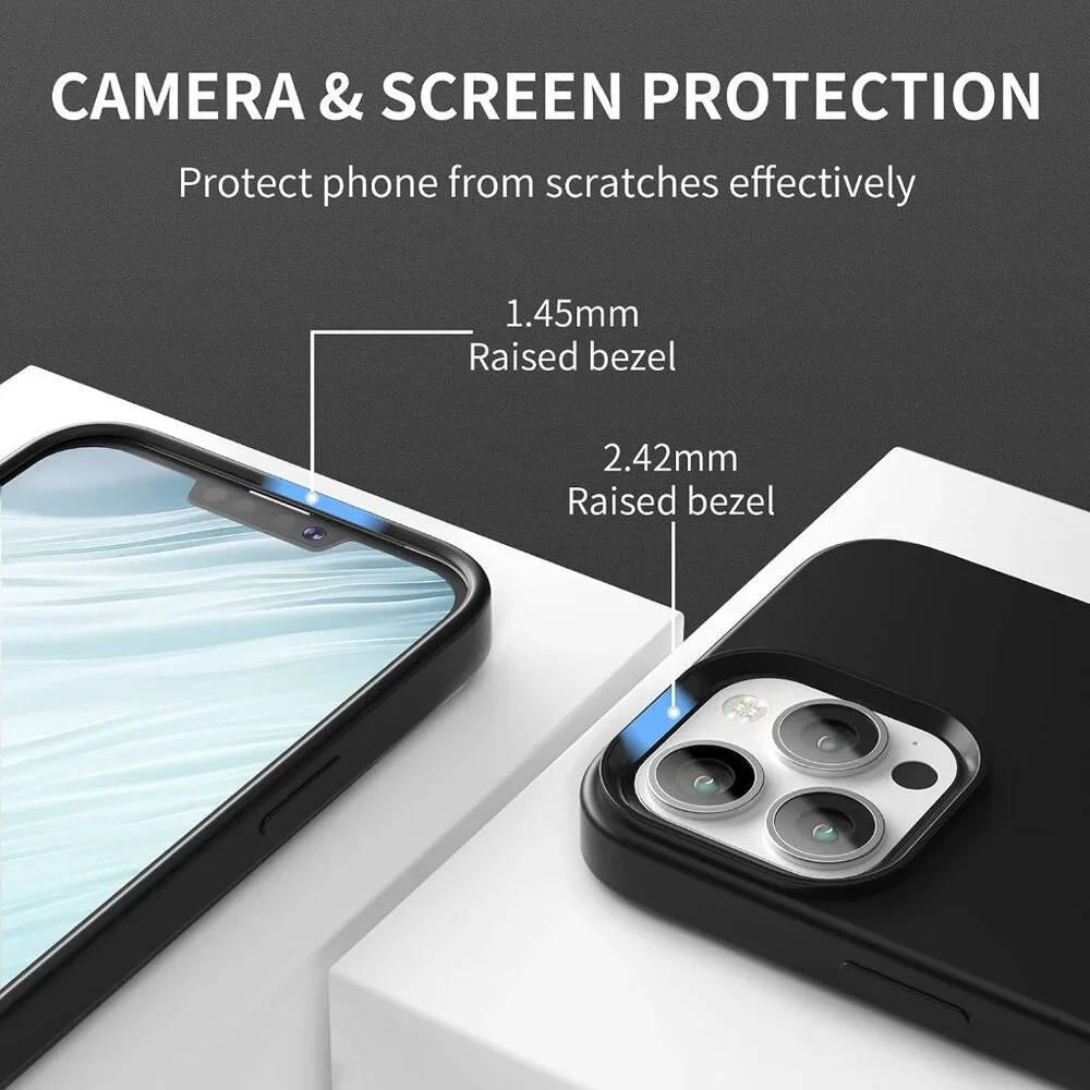 iPhone 13 Pro Max Slim Silicone Case - Shockproof Black Protective Cover